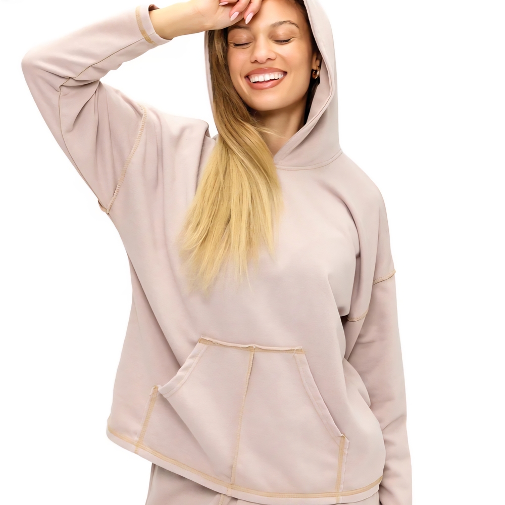 Y107 NWT Yak N Yeti BOHO Hoodie Exposed Seam Pockets S/M M/L Vintage Wash - Picture 4 of 7